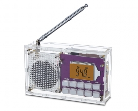 DIY Kit FM MW SW Wireless Radio Receiver DC 3.7V Clock Alarm 2W Stereo Dual Channel Radio Kit with Acrylic Case